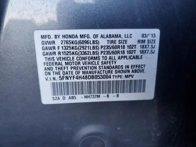 2013 HONDA PILOT EX  
