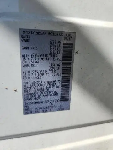 2017 NISSAN PATHFINDER S  