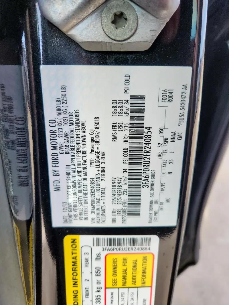 2014 FORD FUSION TITANIUM HEV  