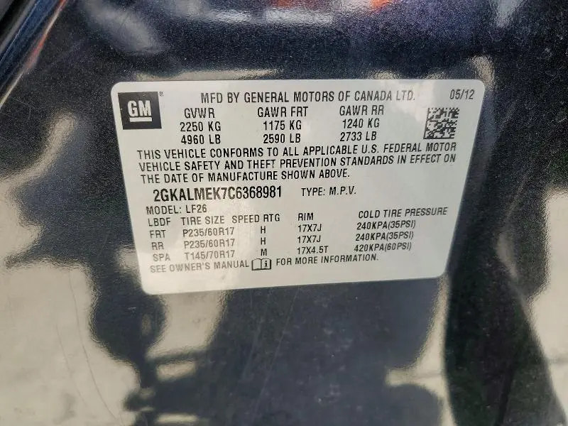 2012 GMC TERRAIN SLE  