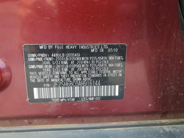 2010 SUBARU FORESTER XS  