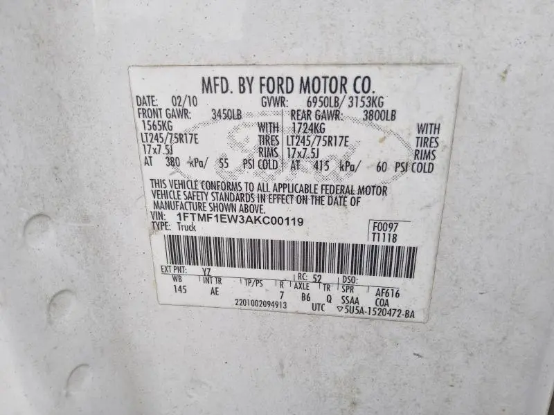 2010 FORD F150   