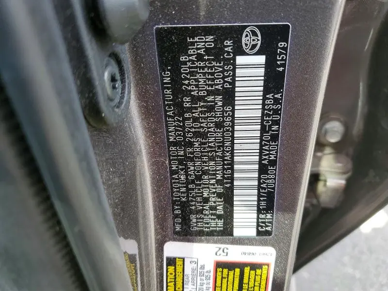 2022 TOYOTA CAMRY SE  