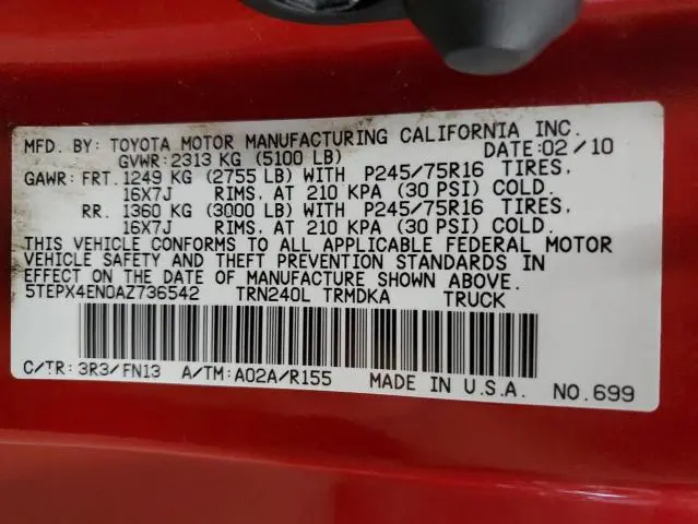 2010 TOYOTA TACOMA