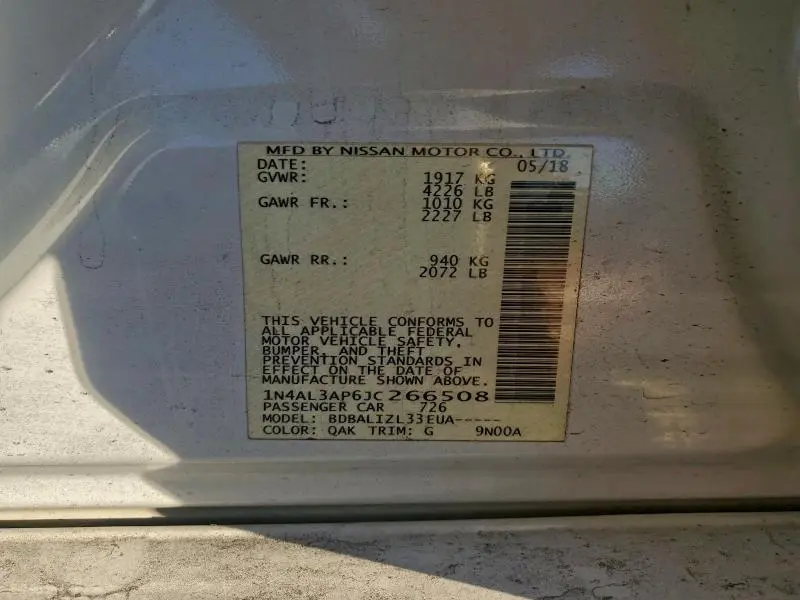 2018 NISSAN ALTIMA 2.5  