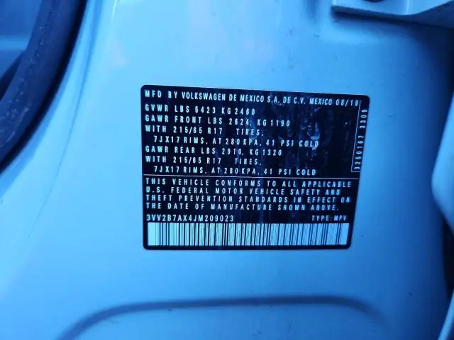 2018 VOLKSWAGEN TIGUAN SE  