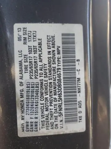 2013 HONDA ODYSSEY EXL  