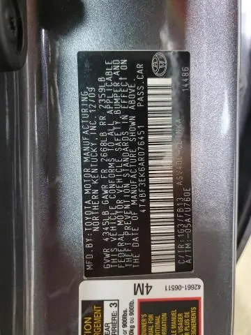 2010 TOYOTA CAMRY BASE