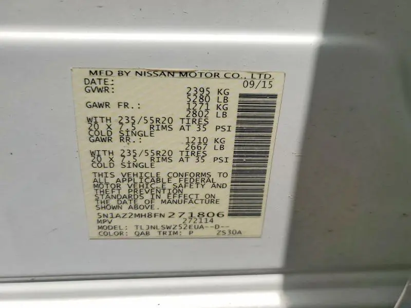 2015 NISSAN MURANO PLATINUM  