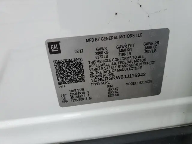 2018 CHEVROLET TRAVERSE LT  