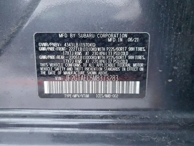 2021 SUBARU CROSSTREK PREMIUM  