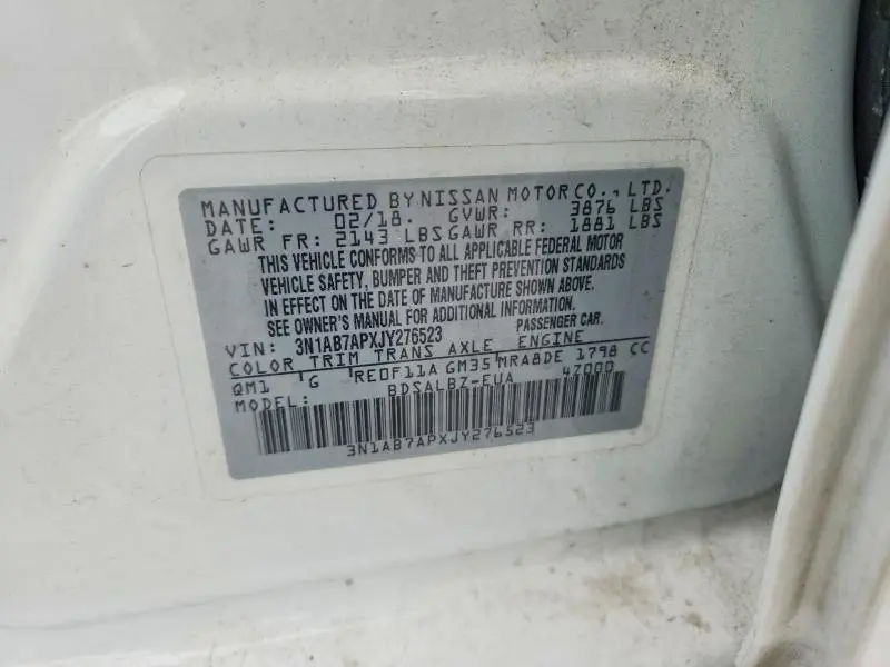 2018 NISSAN SENTRA S  