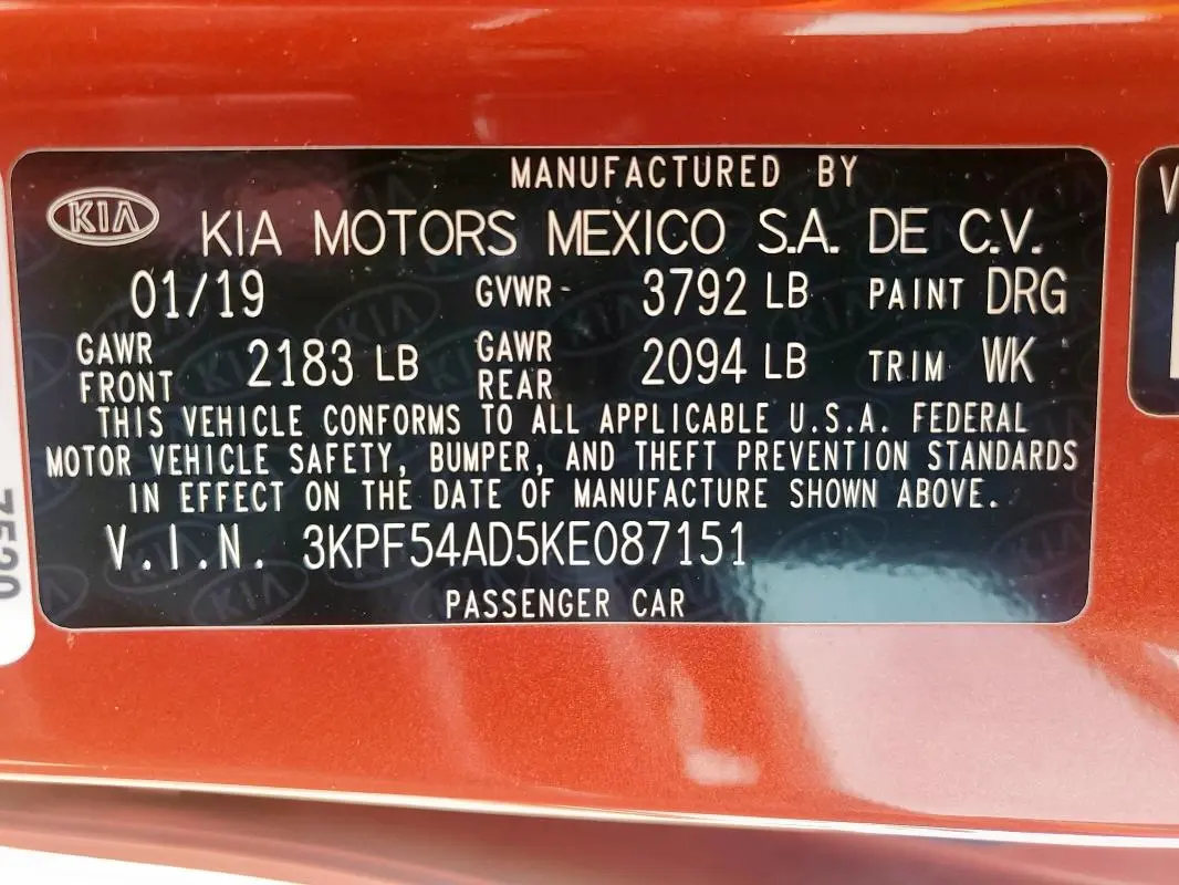 2019 KIA FORTE EX  