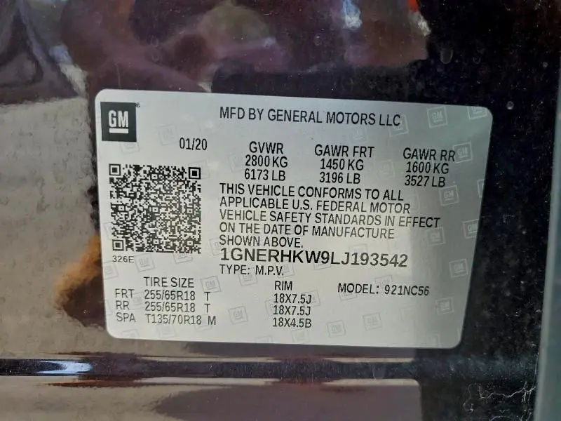 2020 CHEVROLET TRAVERSE LT  