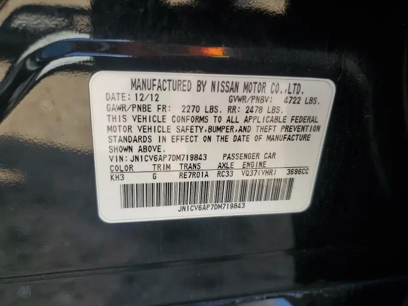 2013 INFINITI G37 BASE  