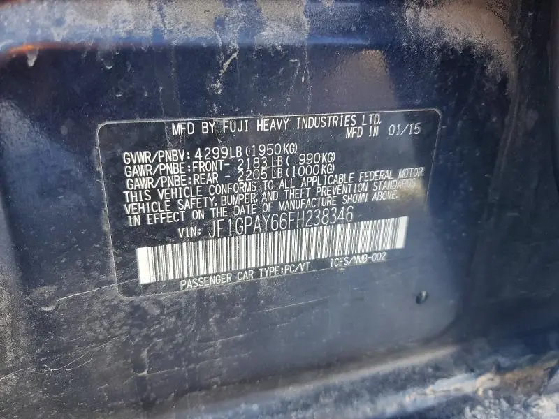 2015 SUBARU IMPREZA SPORT  