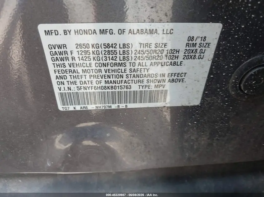 2019 HONDA PILOT ELITE