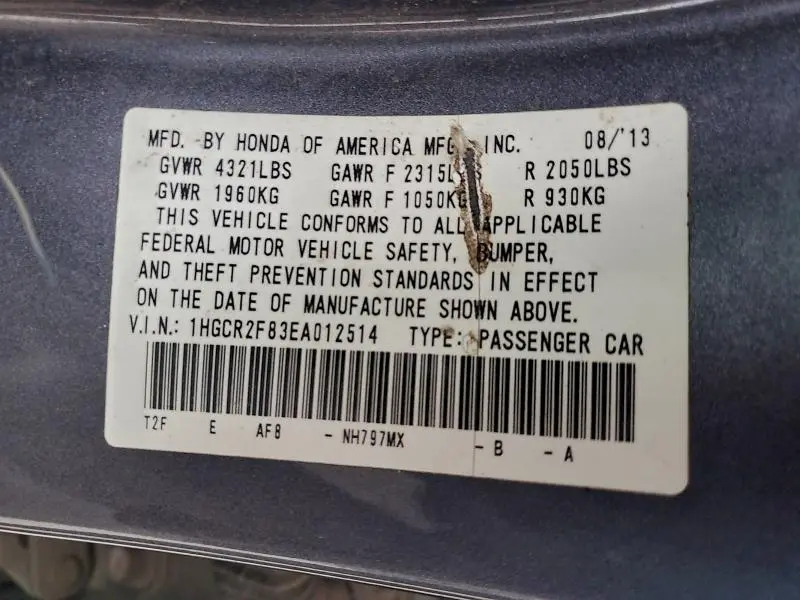 2014 HONDA ACCORD EXL  