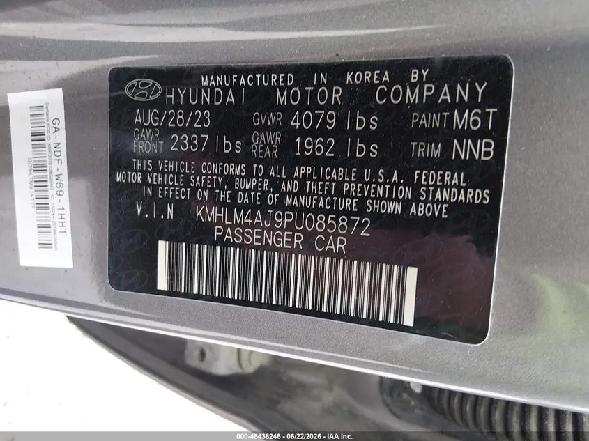 2023 HYUNDAI ELANTRA HYBRID BLUE