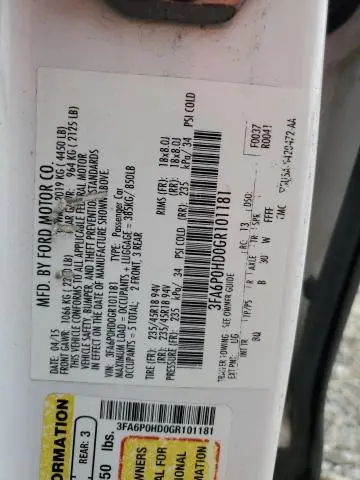 2016 FORD FUSION SE  