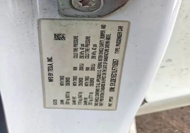 2020 TESLA MODEL 3   
