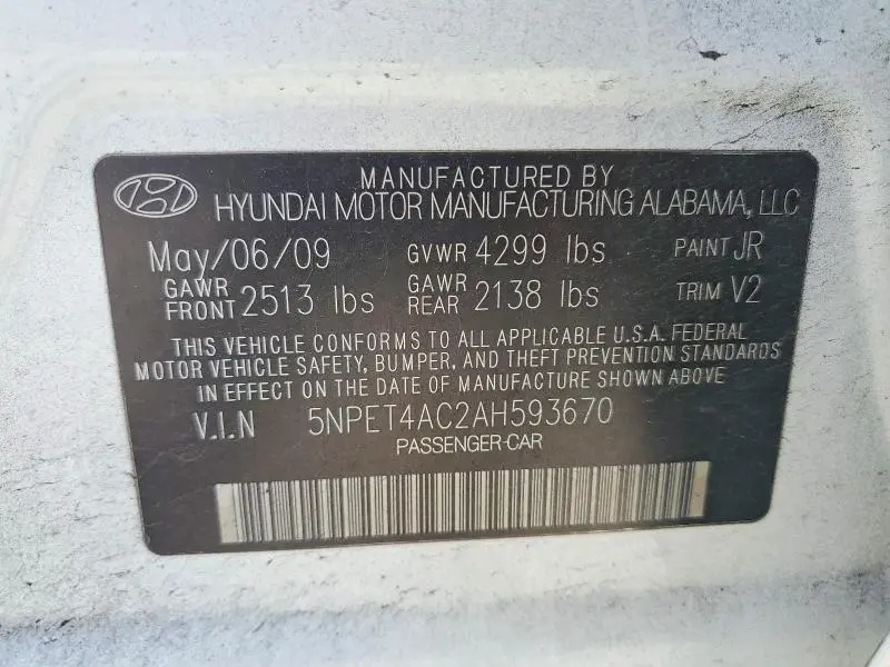 2010 HYUNDAI SONATA GLS  