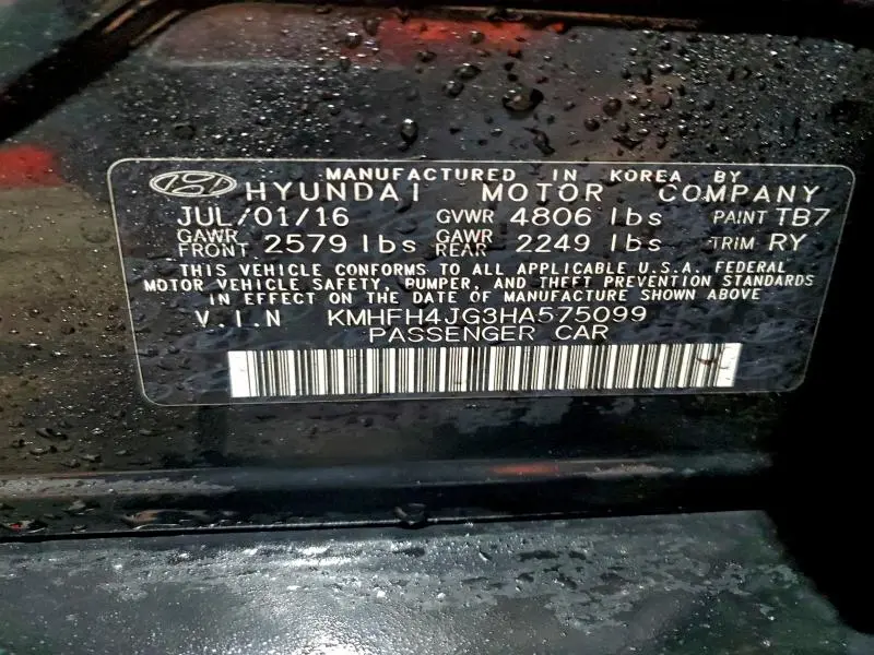 2017 HYUNDAI AZERA LIMITED  