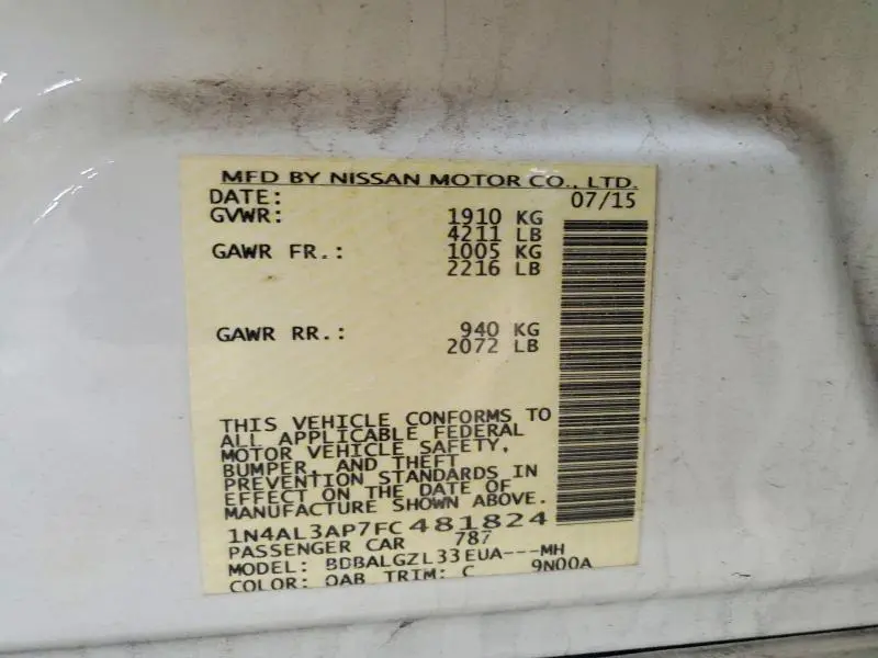 2015 NISSAN ALTIMA 2.5  