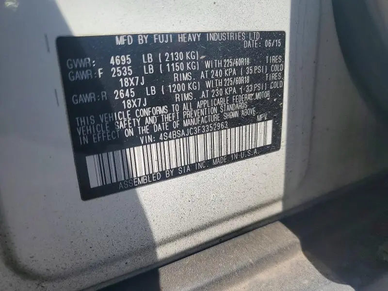 2015 SUBARU OUTBACK 2.5I LIMITED  