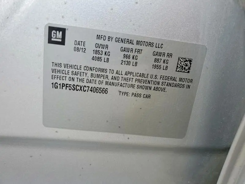 2012 CHEVROLET CRUZE LT  