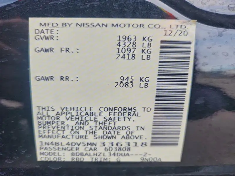 2021 NISSAN ALTIMA 2.5 SV  