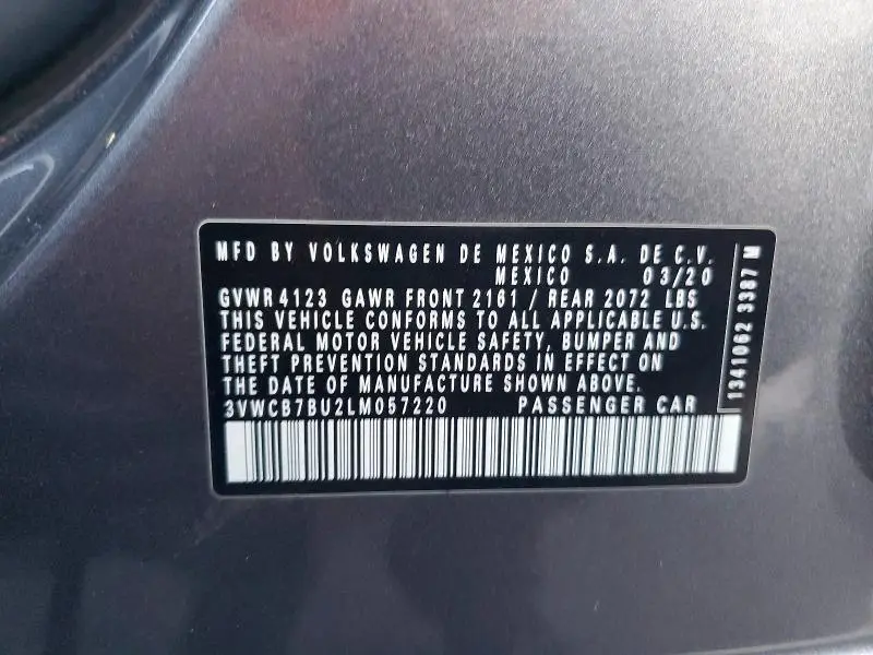 2020 VOLKSWAGEN JETTA S  
