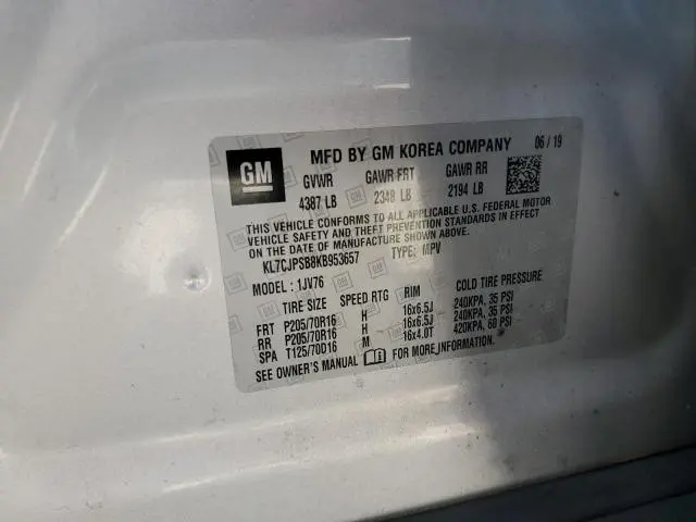 2019 CHEVROLET TRAX 1LT  