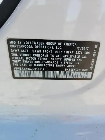 2018 VOLKSWAGEN PASSAT SE  