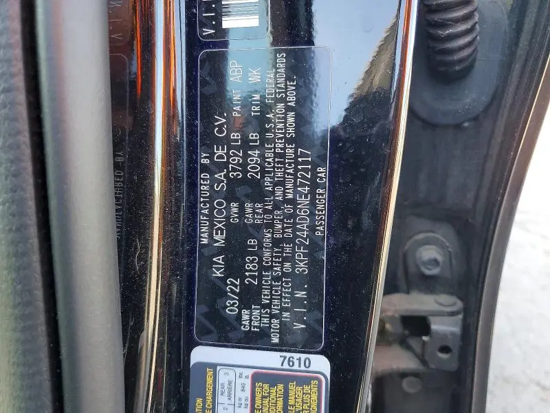 2022 KIA FORTE LXS  