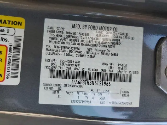 2022 FORD MUSTANG   