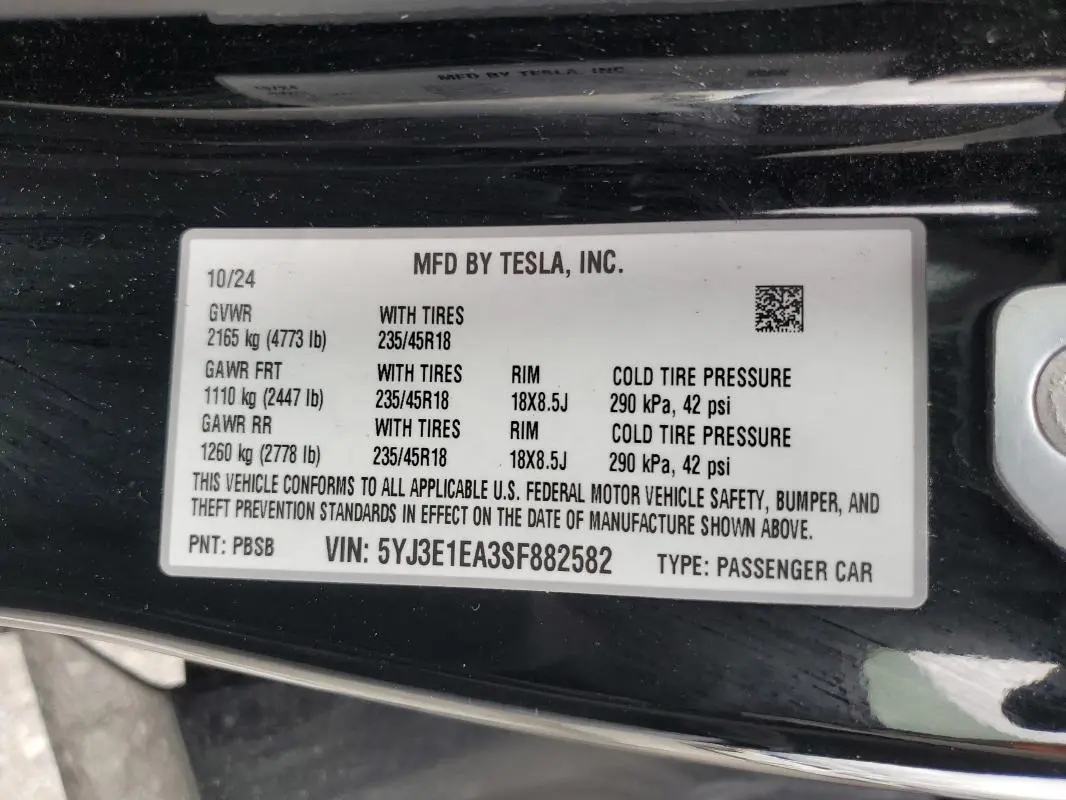 2025 TESLA MODEL 3   