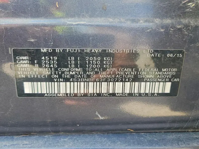 2015 SUBARU LEGACY 2.5I PREMIUM  