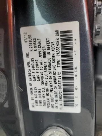 2012 HONDA ACCORD EXL
