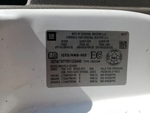 2017 GMC SAVANA G2500  