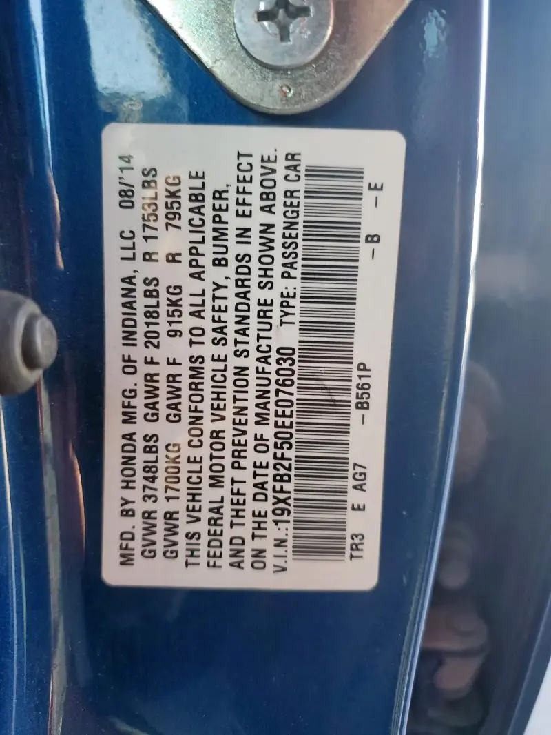 2014 HONDA CIVIC LX  