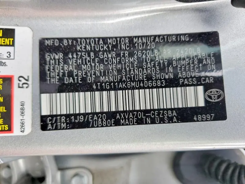 2021 TOYOTA CAMRY SE  