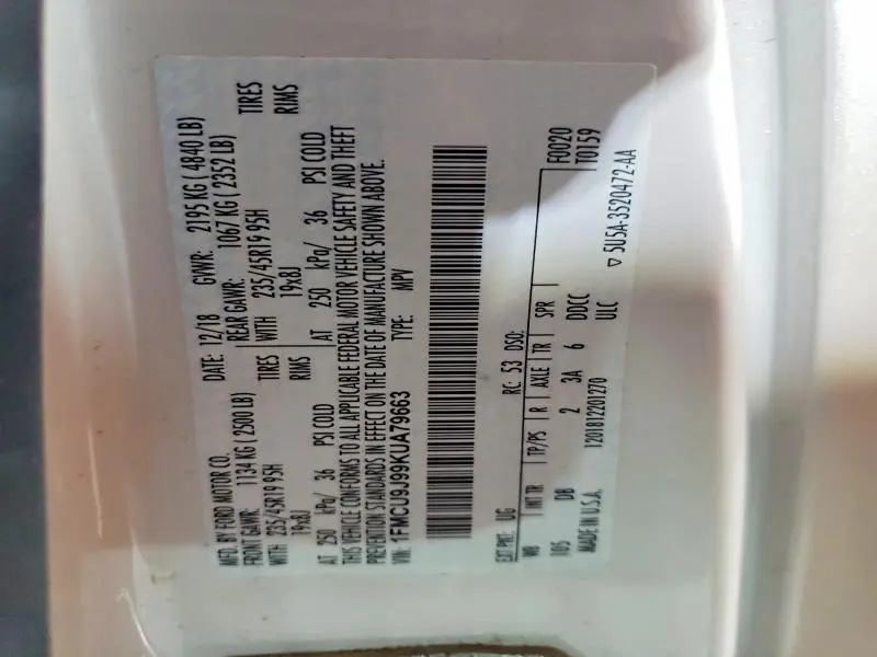 2019 FORD ESCAPE TITANIUM  