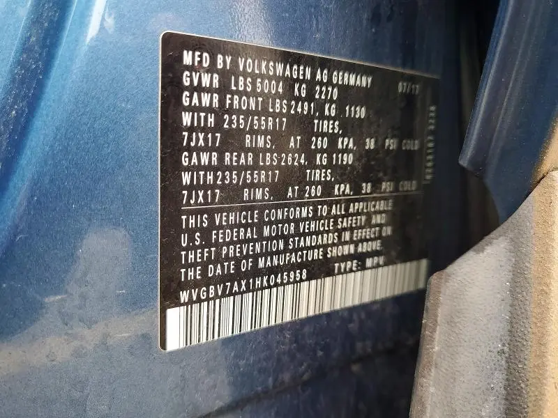 2017 VOLKSWAGEN TIGUAN S  