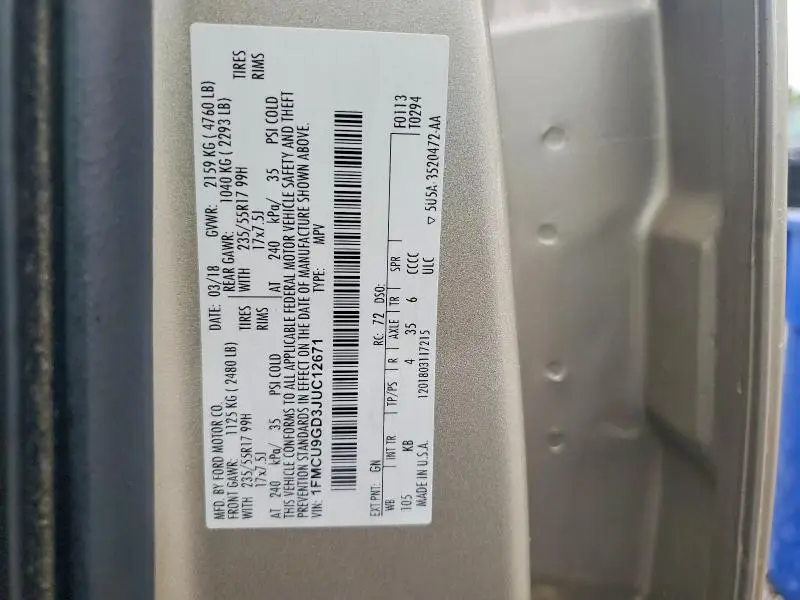 2018 FORD ESCAPE SE  