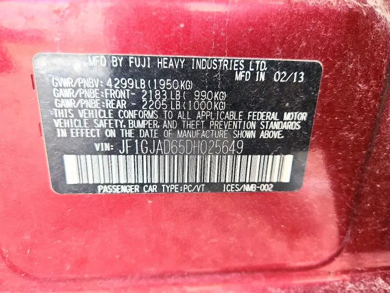 2013 SUBARU IMPREZA PREMIUM  