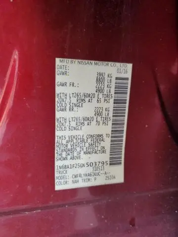 2016 NISSAN TITAN XD SL  