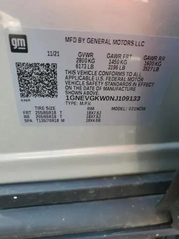 2022 CHEVROLET TRAVERSE LT  