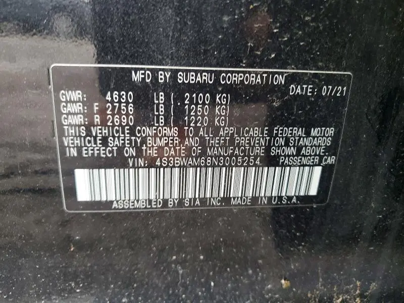2022 SUBARU LEGACY LIMITED  