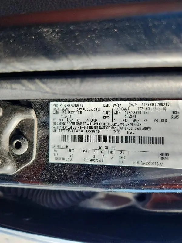 2019 FORD F150 SUPERCREW  